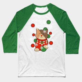 Merry Holidays Sweater Cat Baseball T-Shirt